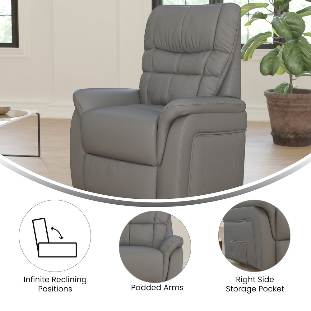 HERCULES Series Gray LeatherSoft Remote Powered Lift Recliner for Elderly. Picture 4