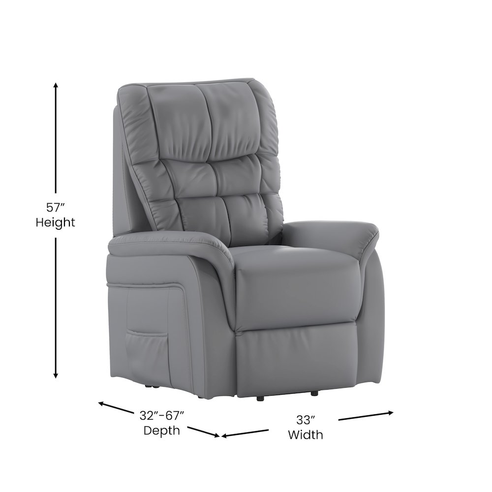 HERCULES Series Gray LeatherSoft Remote Powered Lift Recliner for Elderly. Picture 5