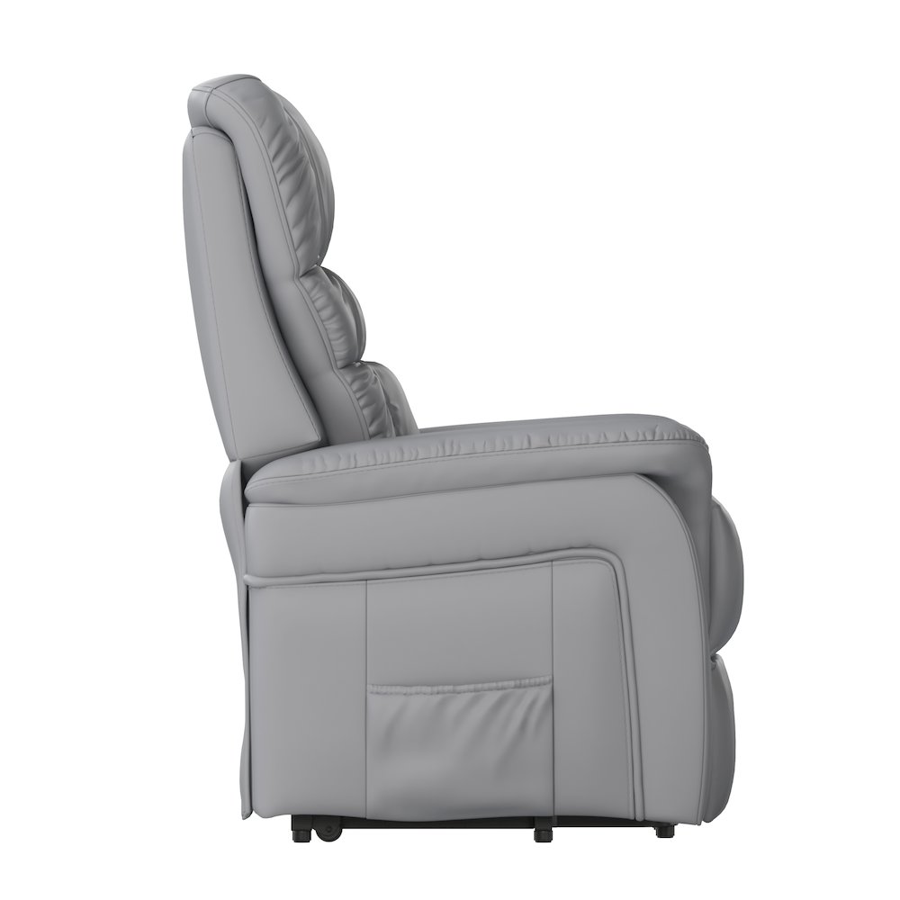 HERCULES Series Gray LeatherSoft Remote Powered Lift Recliner for Elderly. Picture 10
