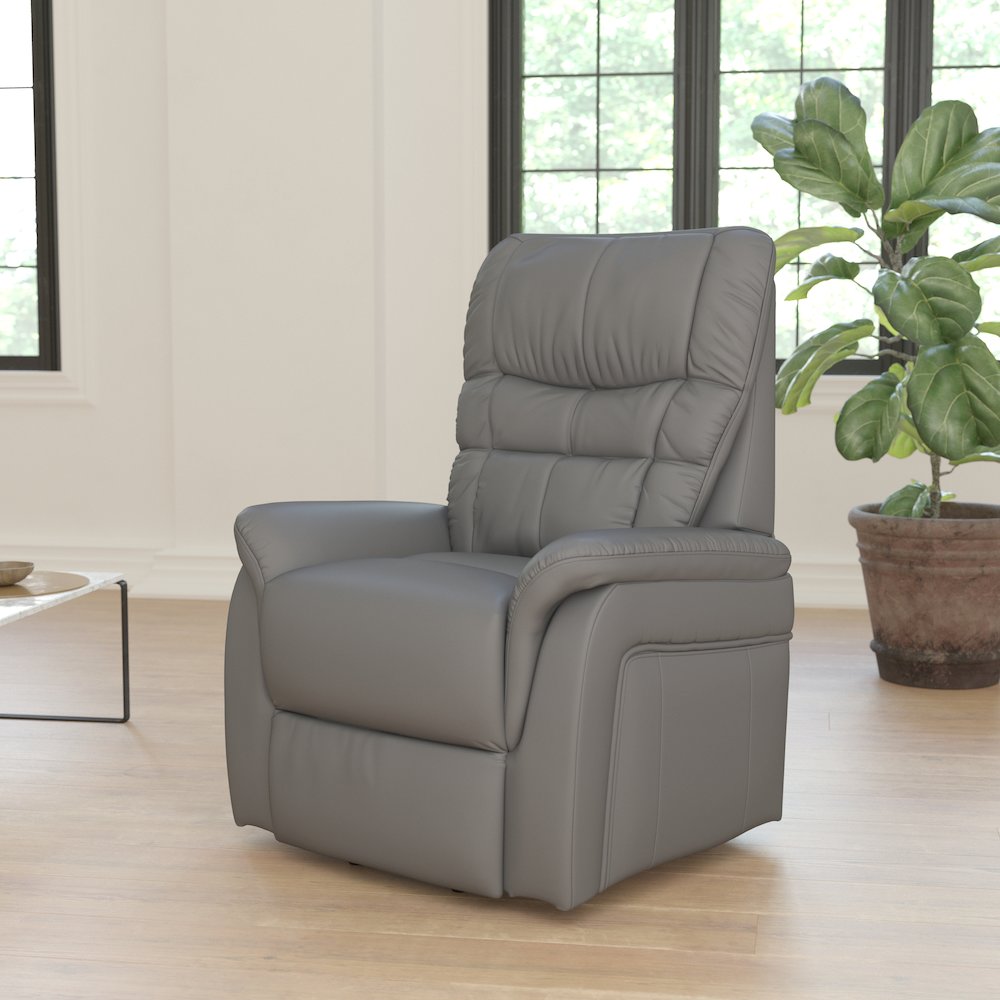 HERCULES Series Gray LeatherSoft Remote Powered Lift Recliner for Elderly. Picture 3