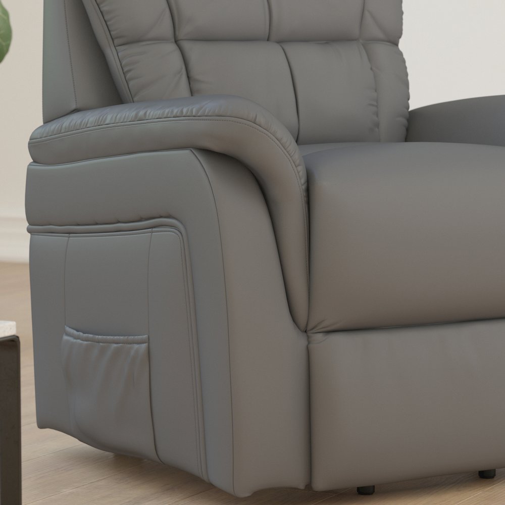 HERCULES Series Gray LeatherSoft Remote Powered Lift Recliner for Elderly. Picture 6