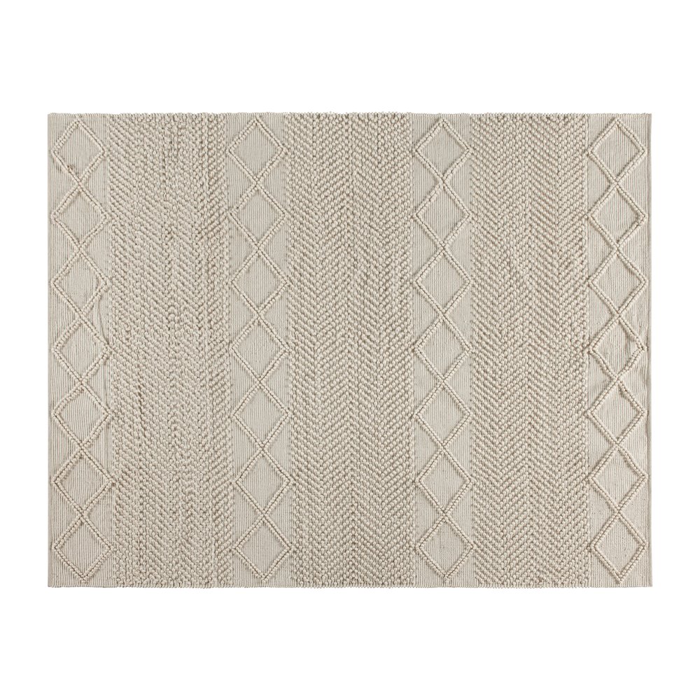 8' x 10' White, Ivory Geometric Design Handwoven Area Rug. Picture 1