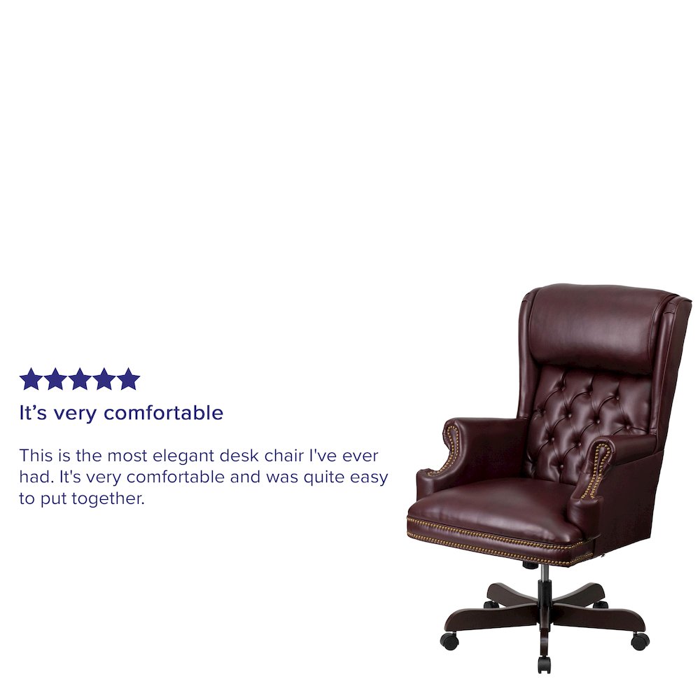 High Back Burgundy Executive Office Chair with Oversized Headrest & Arms. Picture 5