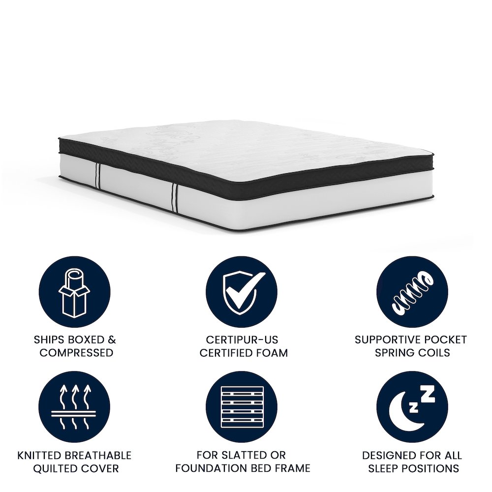 12 Inch Memory Foam, Pocket Spring Mattress, Queen Mattress in a Box. Picture 5