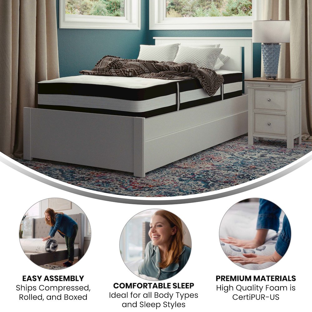 12 Inch Hybrid Pocket Spring Mattress, Twin Mattress in a Box. Picture 5