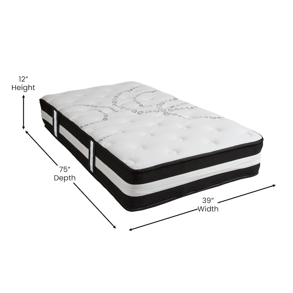 12 Inch Hybrid Pocket Spring Mattress, Twin Mattress in a Box. Picture 7