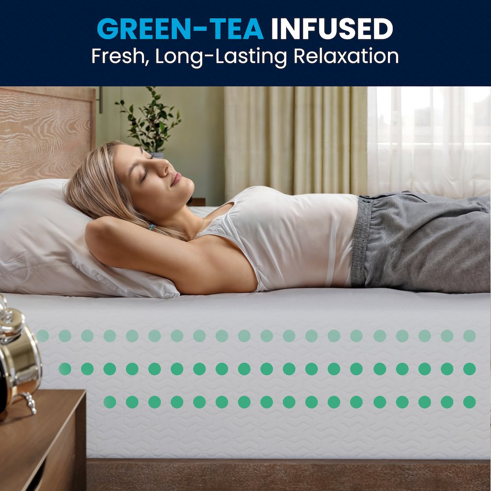 Green Tea Cooling Gel 4-Layer Memory Foam 10" Full Mattress, Washable Cover. Picture 13