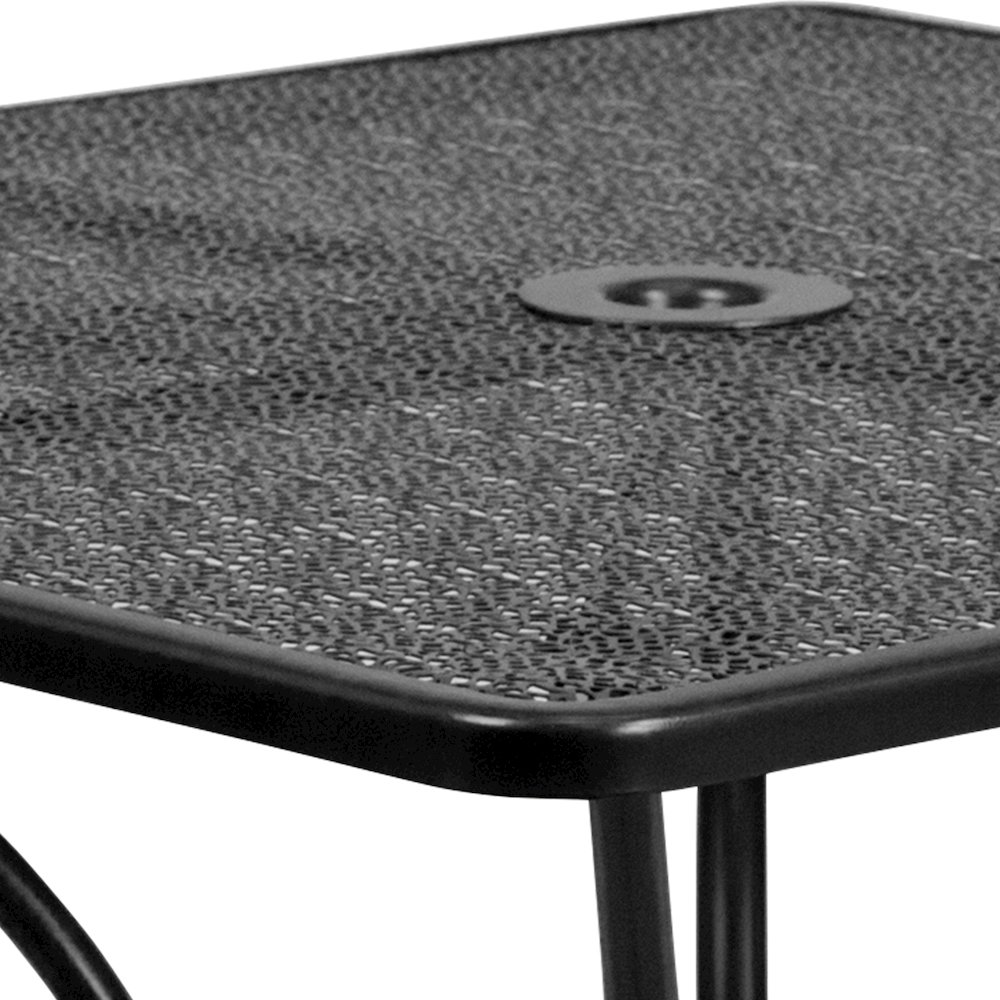 35.5" Square Black Indoor-Outdoor Steel Patio Table Set with 4 Round Back Chairs. Picture 9