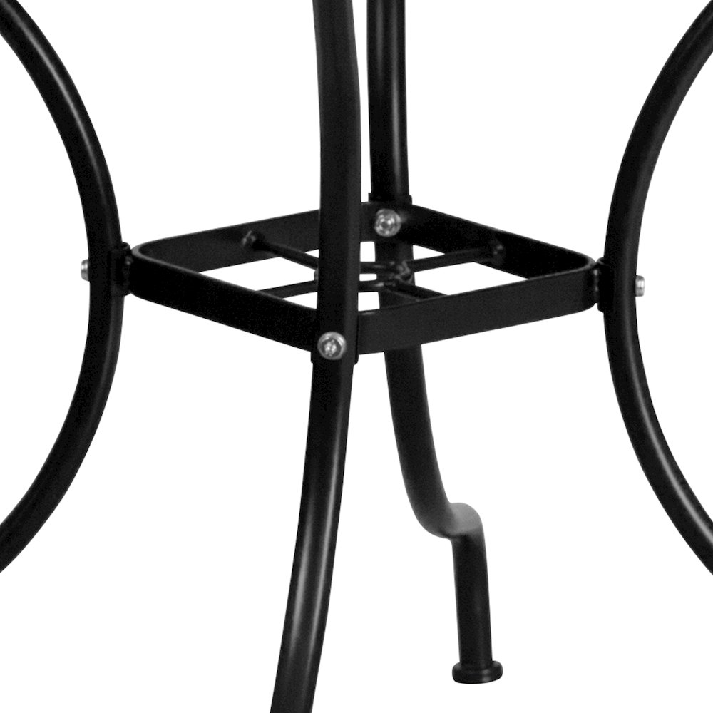 35.5" Square Black Indoor-Outdoor Steel Patio Table Set with 4 Round Back Chairs. Picture 8