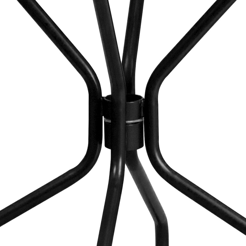 35.25" Round Black Indoor-Outdoor Steel Patio Table with Umbrella Hole. Picture 7