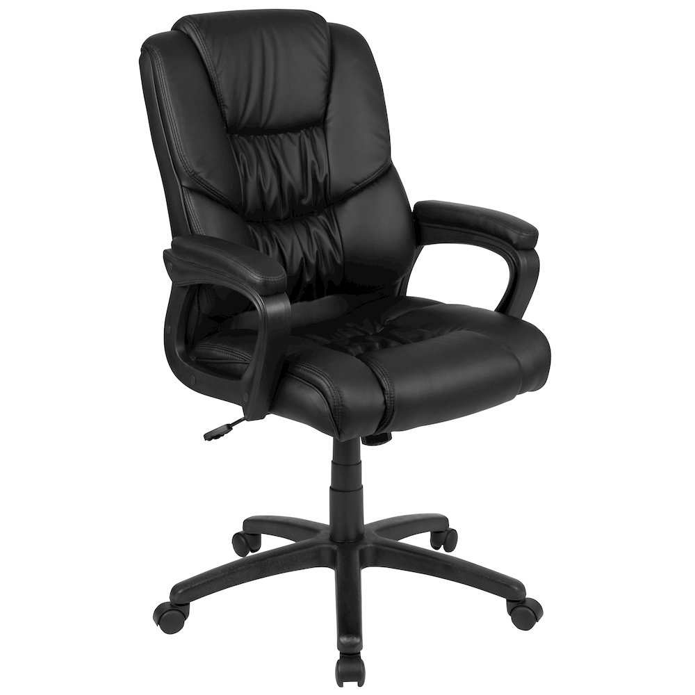 Flash Fundamentals 400 lb. Rated Black Swivel Office Chair with Padded Arms. Picture 1