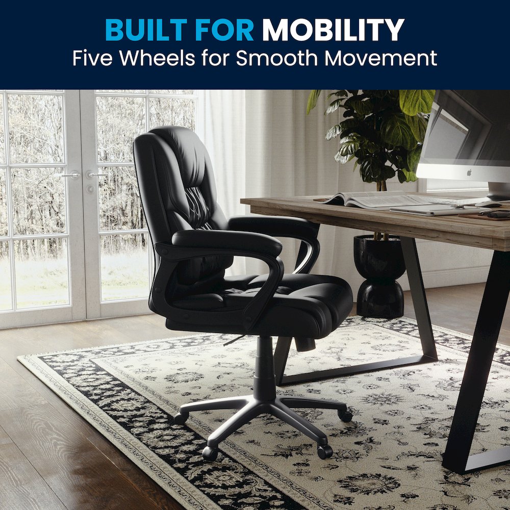 Flash Fundamentals 400 lb. Rated Black Swivel Office Chair with Padded Arms. Picture 10