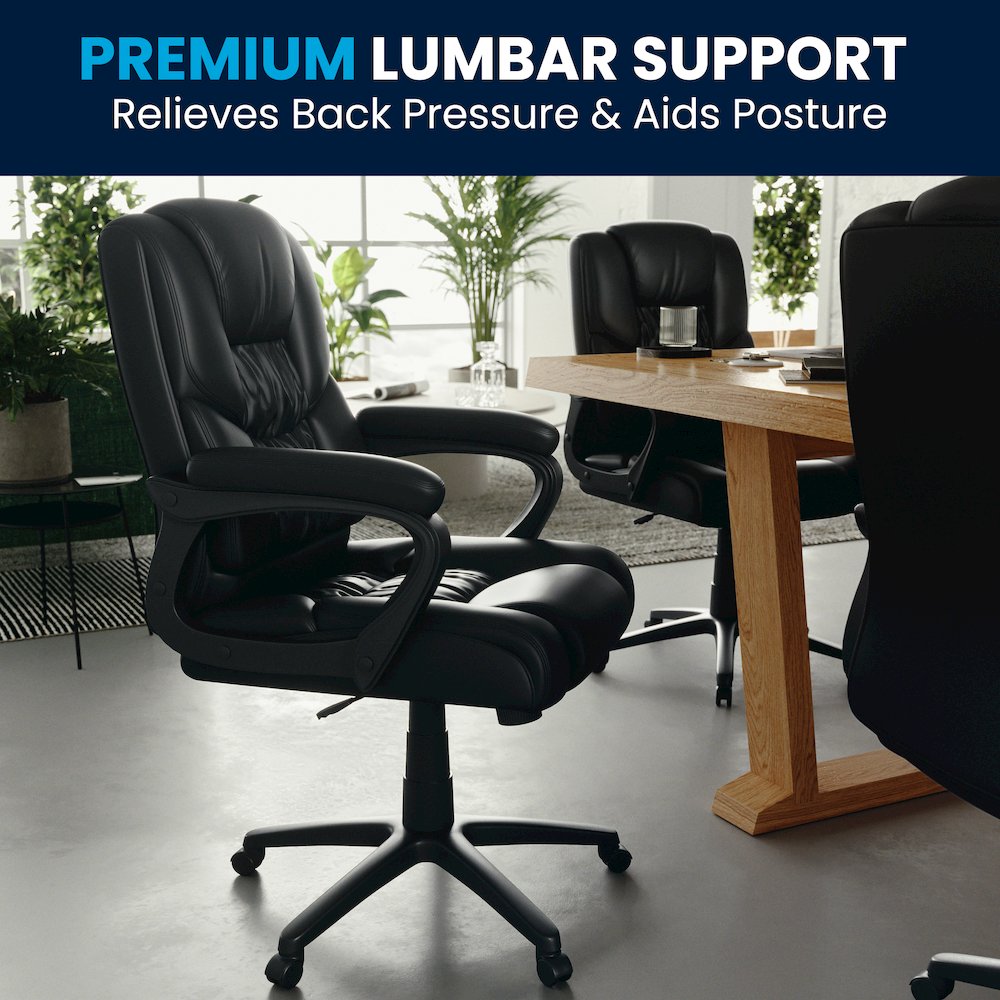 Flash Fundamentals 400 lb. Rated Black Swivel Office Chair with Padded Arms. Picture 12
