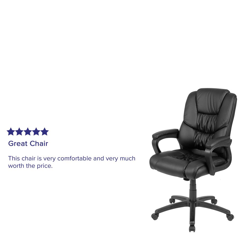 Flash Fundamentals Big & Tall 400 lb. Rated Black LeatherSoft Swivel Office Chair with Padded Arms, BIFMA Certified. Picture 12