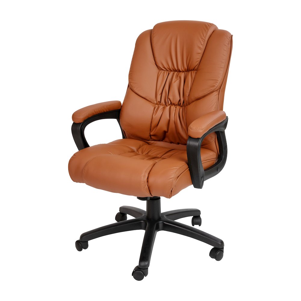 Fundamentals Big & Tall 400 lb. Rated Brown Swivel Office Chair with Padded Arms. Picture 1