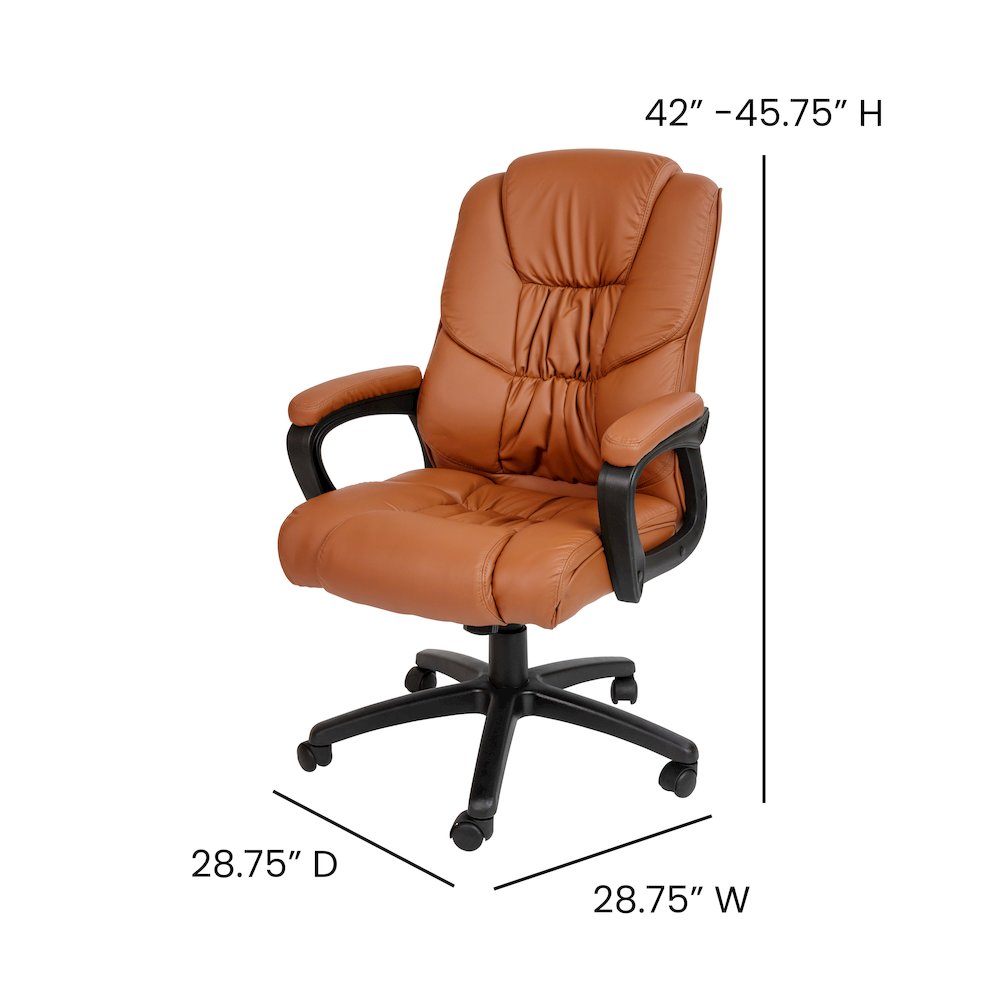 Fundamentals Big & Tall 400 lb. Rated Brown Swivel Office Chair with Padded Arms. Picture 5