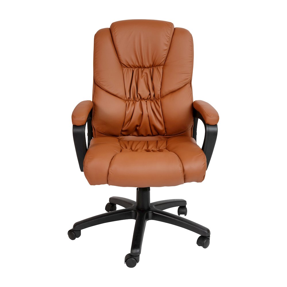 Fundamentals Big & Tall 400 lb. Rated Brown Swivel Office Chair with Padded Arms. Picture 9