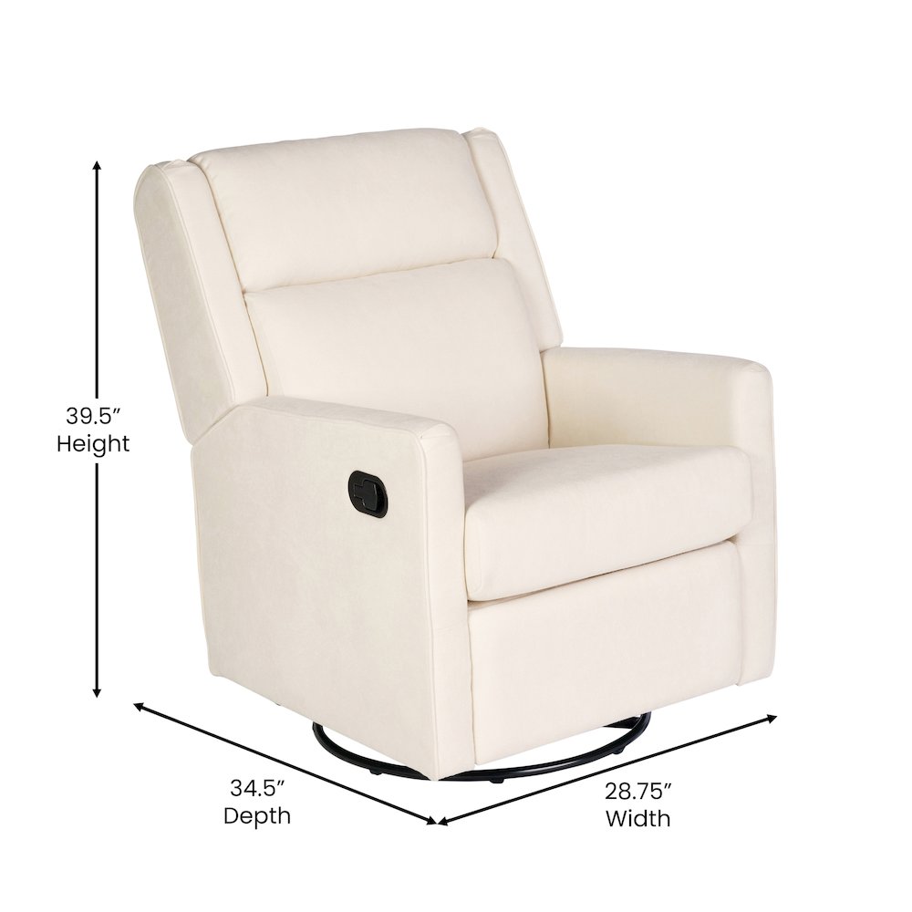 Manual Reclining Glider Swivel Chair, Cream. Picture 5