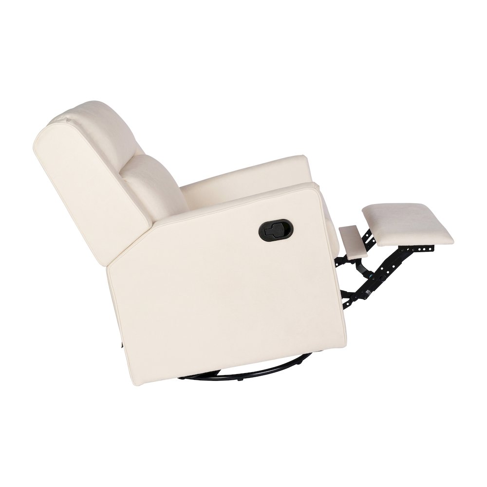 Manual Reclining Glider Swivel Chair, Cream. Picture 13