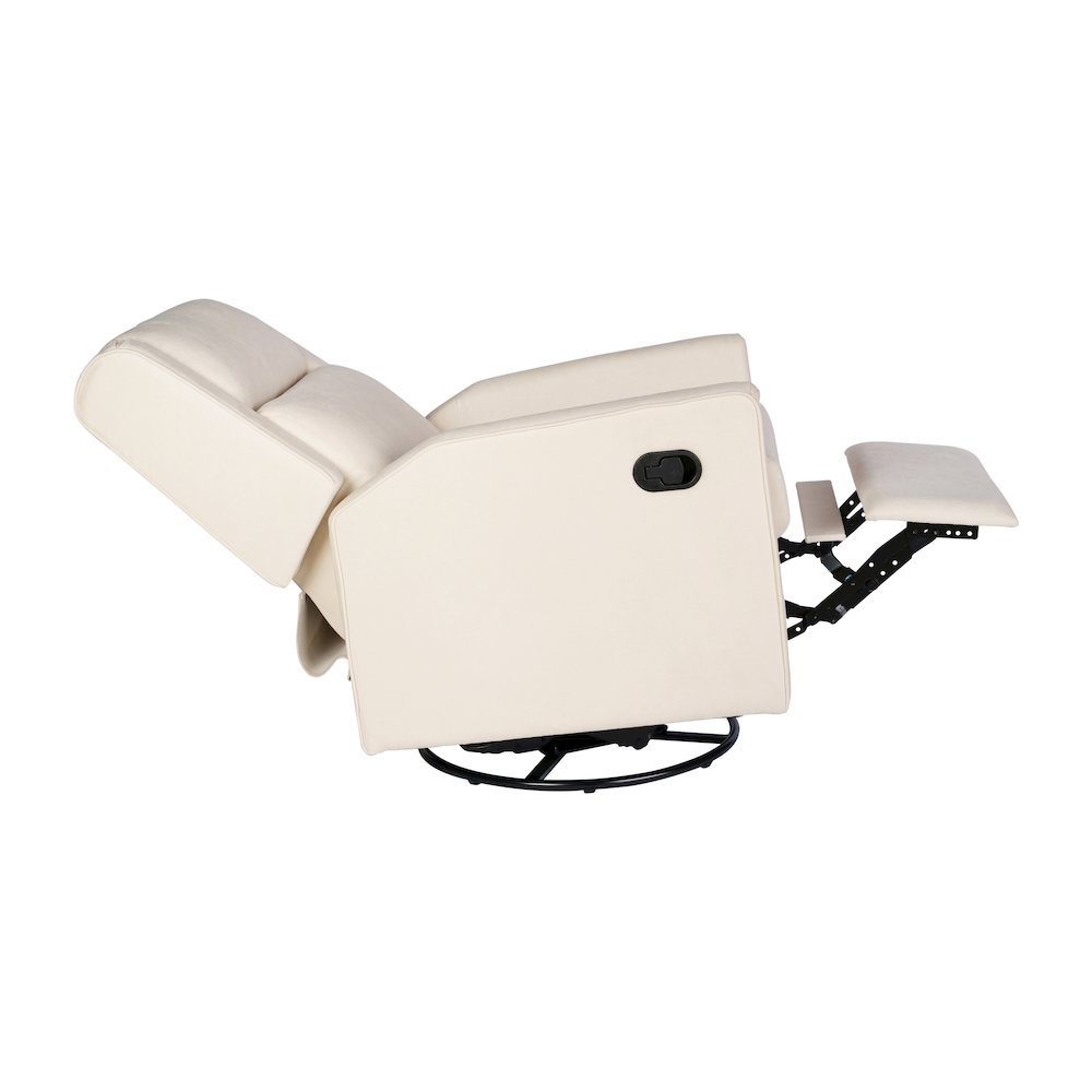 Manual Reclining Glider Swivel Chair, Cream. Picture 14