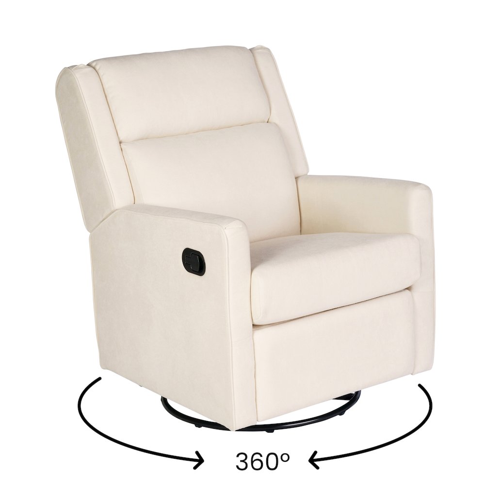 Manual Reclining Glider Swivel Chair, Cream. Picture 15