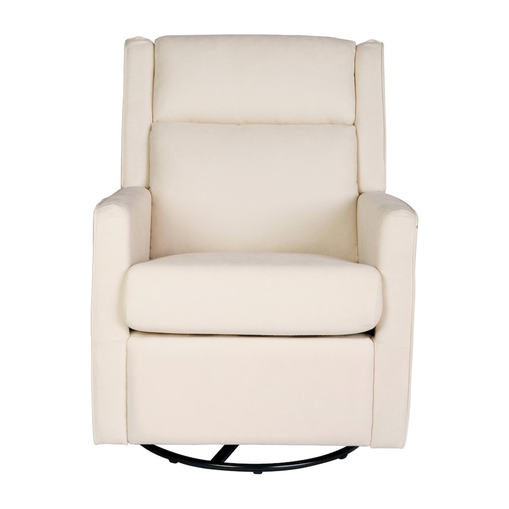 Manual Reclining Glider Swivel Chair, Cream. Picture 11
