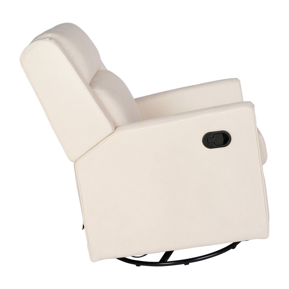 Manual Reclining Glider Swivel Chair, Cream. Picture 10