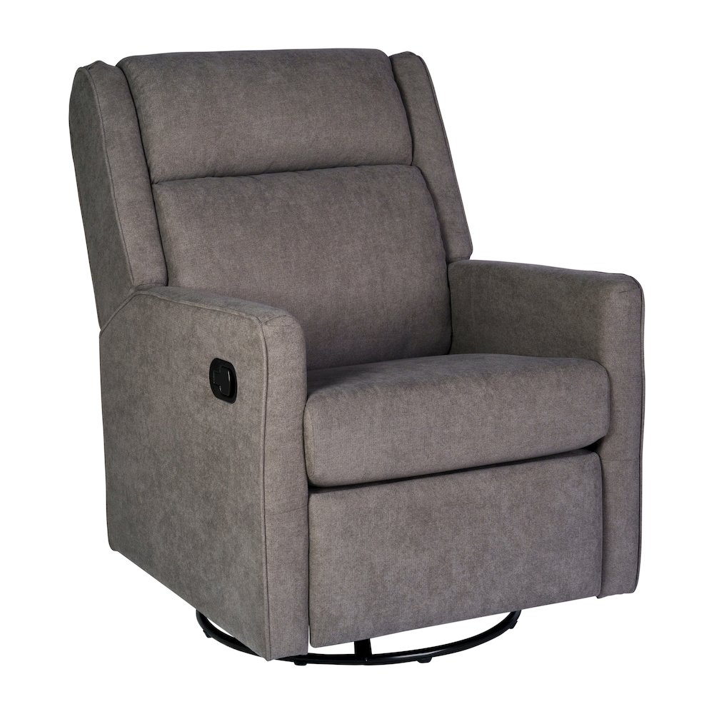 Manual Reclining Glider Swivel Chair, Dark Gray. Picture 1