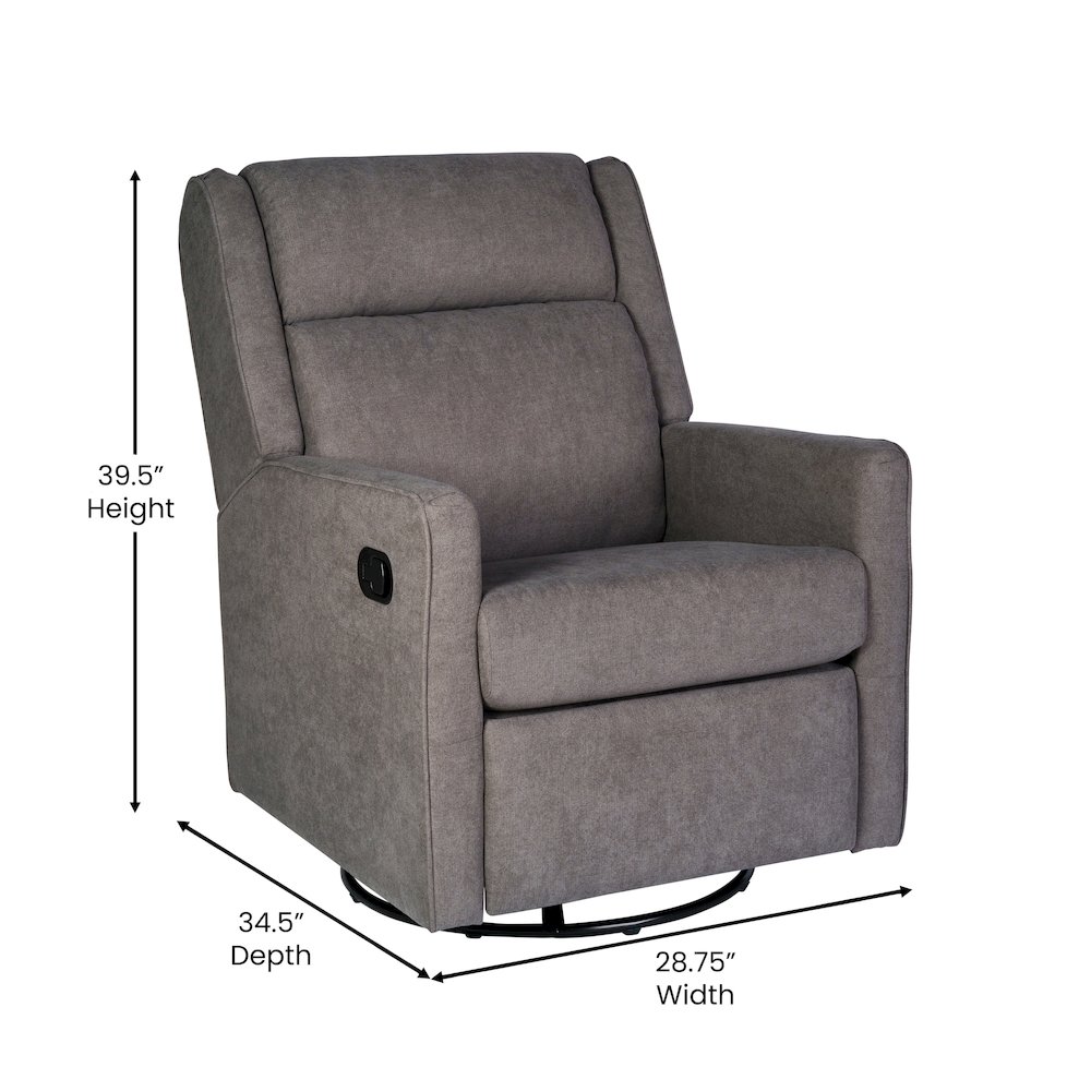 Manual Reclining Glider Swivel Chair, Dark Gray. Picture 5