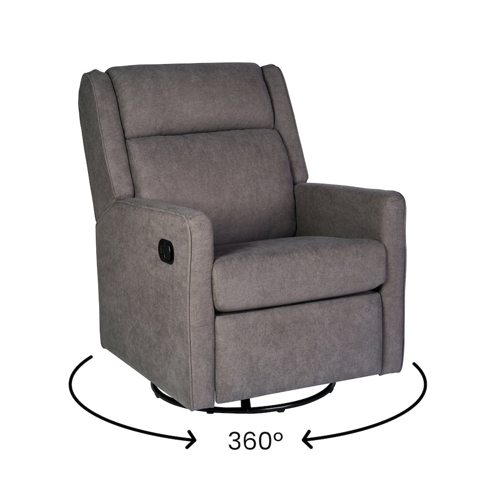 Manual Reclining Glider Swivel Chair, Dark Gray. Picture 15