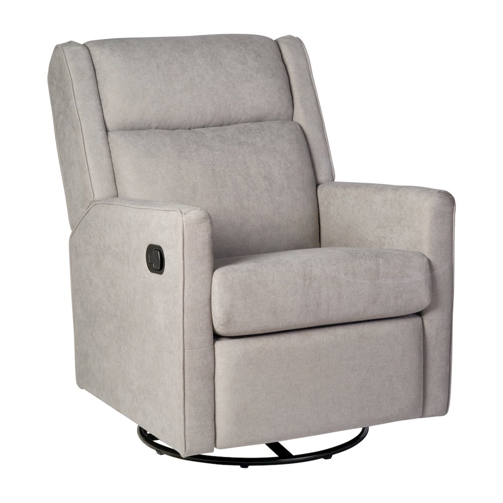 Manual Reclining Glider Swivel Chair, Light Gray. Picture 1