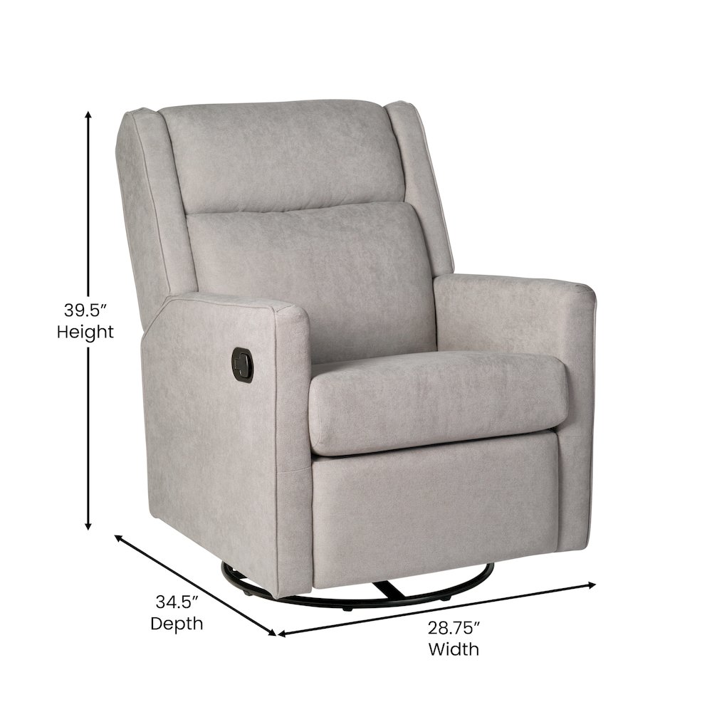 Manual Reclining Glider Swivel Chair, Light Gray. Picture 5
