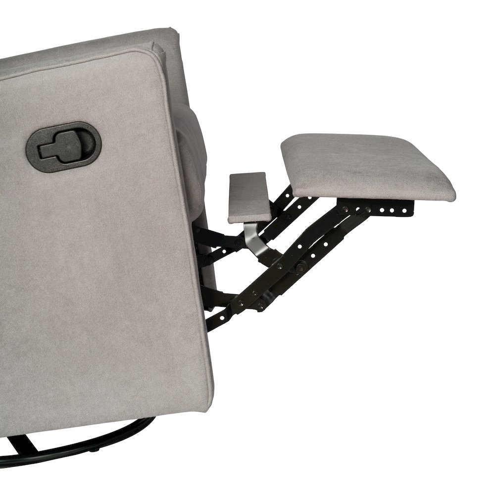 Manual Reclining Glider Swivel Chair, Light Gray. Picture 12