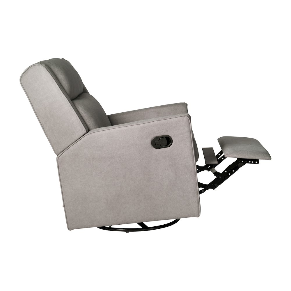 Manual Reclining Glider Swivel Chair, Light Gray. Picture 13
