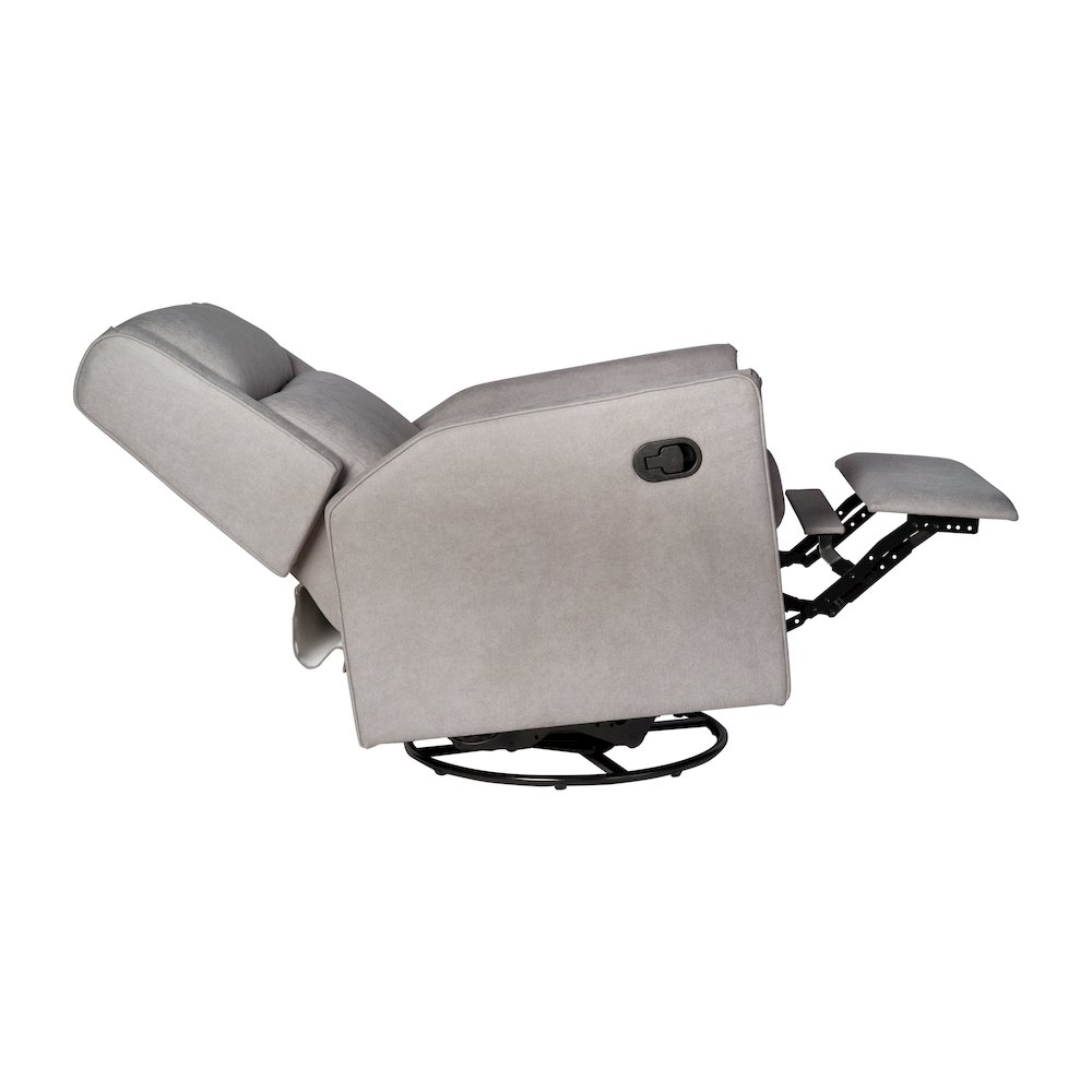 Manual Reclining Glider Swivel Chair, Light Gray. Picture 14