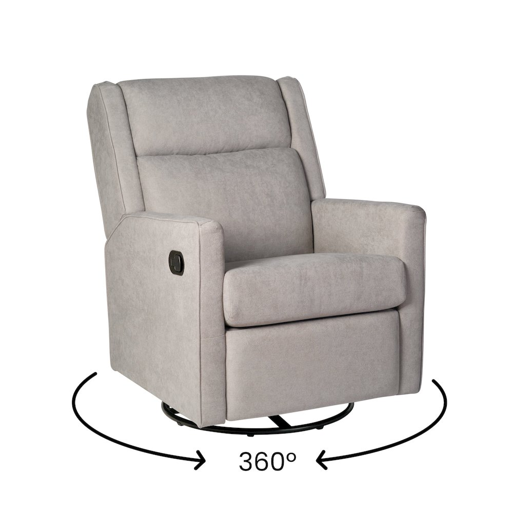 Manual Reclining Glider Swivel Chair, Light Gray. Picture 15