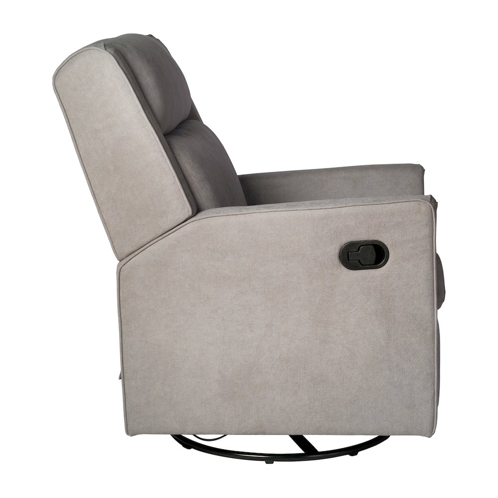 Manual Reclining Glider Swivel Chair, Light Gray. Picture 10