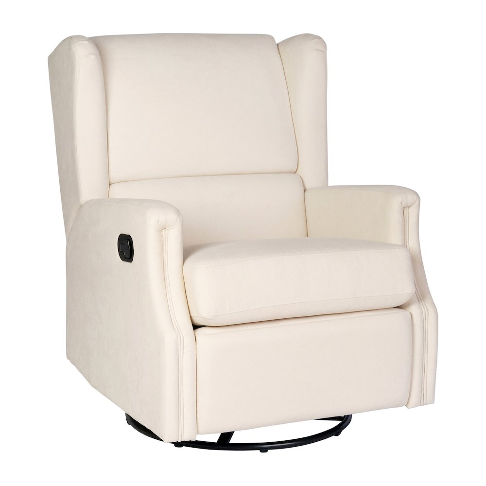 Wingback Manual Reclining Glider Swivel Chair, Cream. Picture 1