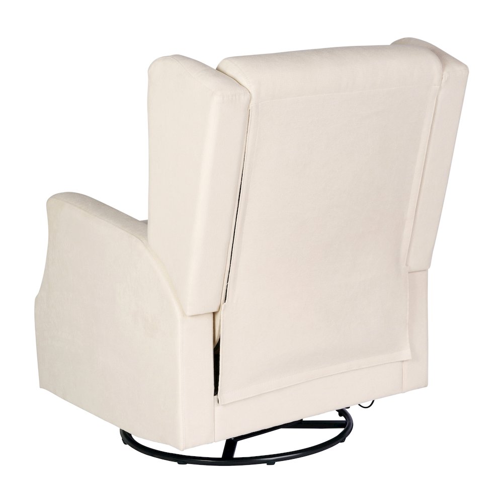 Wingback Manual Reclining Glider Swivel Chair, Cream. Picture 8