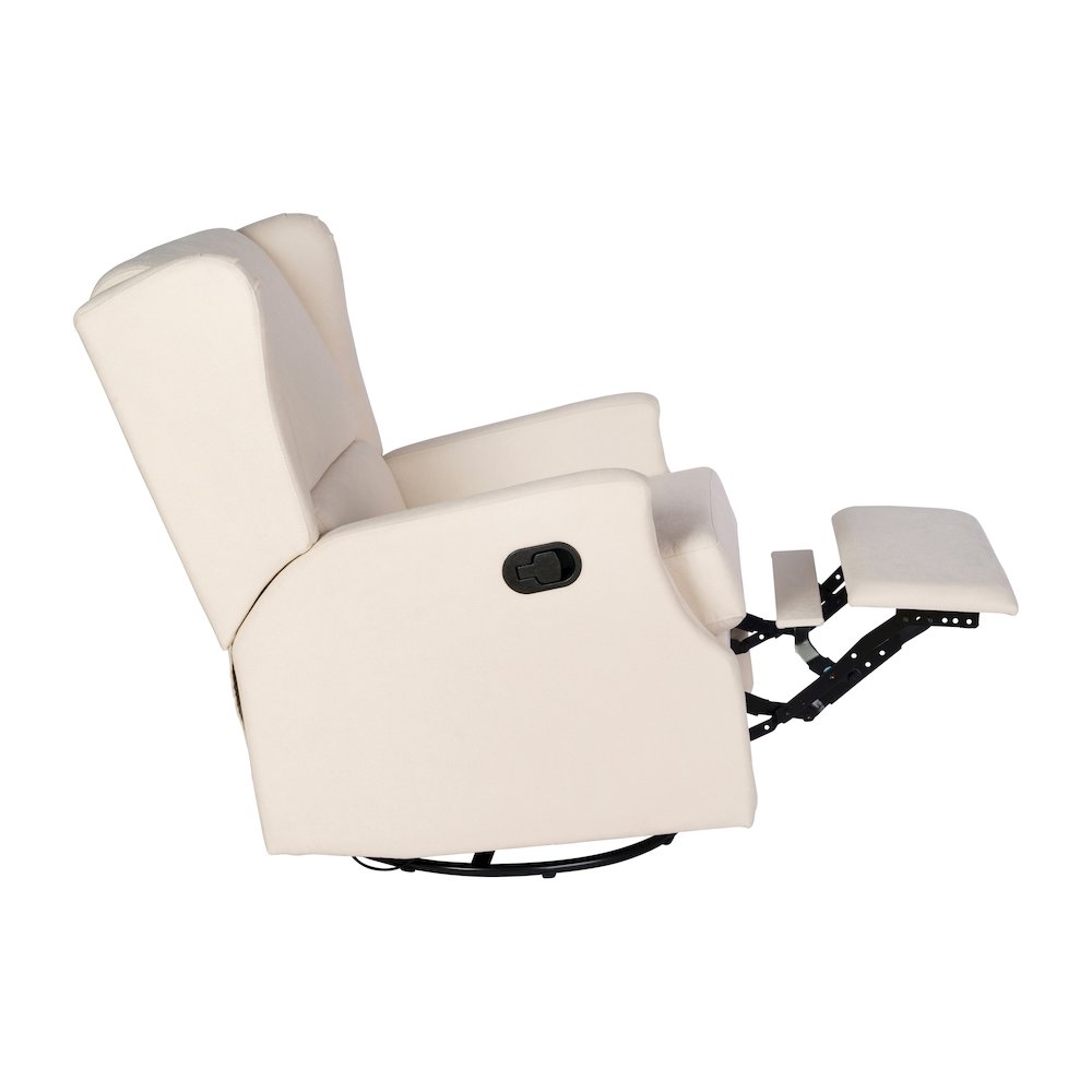 Wingback Manual Reclining Glider Swivel Chair, Cream. Picture 13