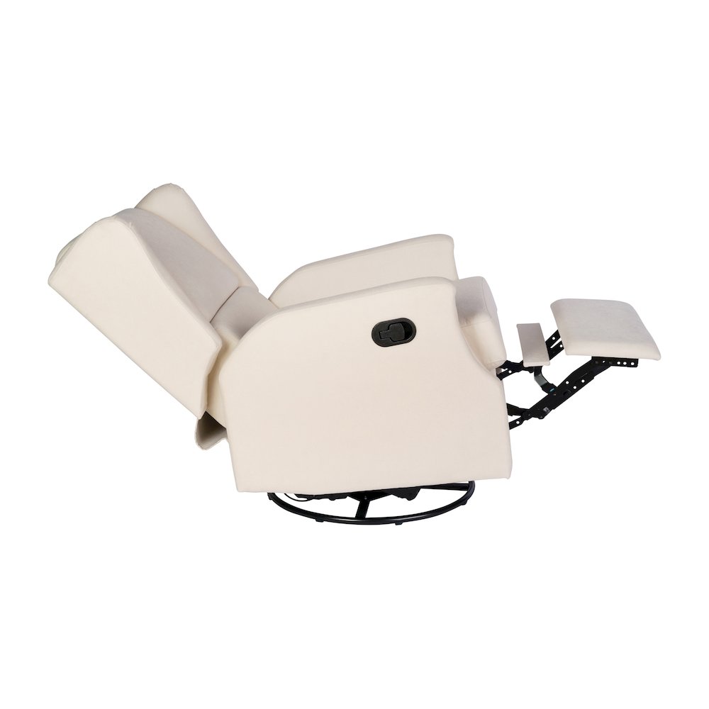Wingback Manual Reclining Glider Swivel Chair, Cream. Picture 14