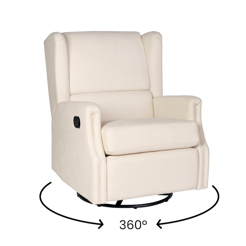 Wingback Manual Reclining Glider Swivel Chair, Cream. Picture 15