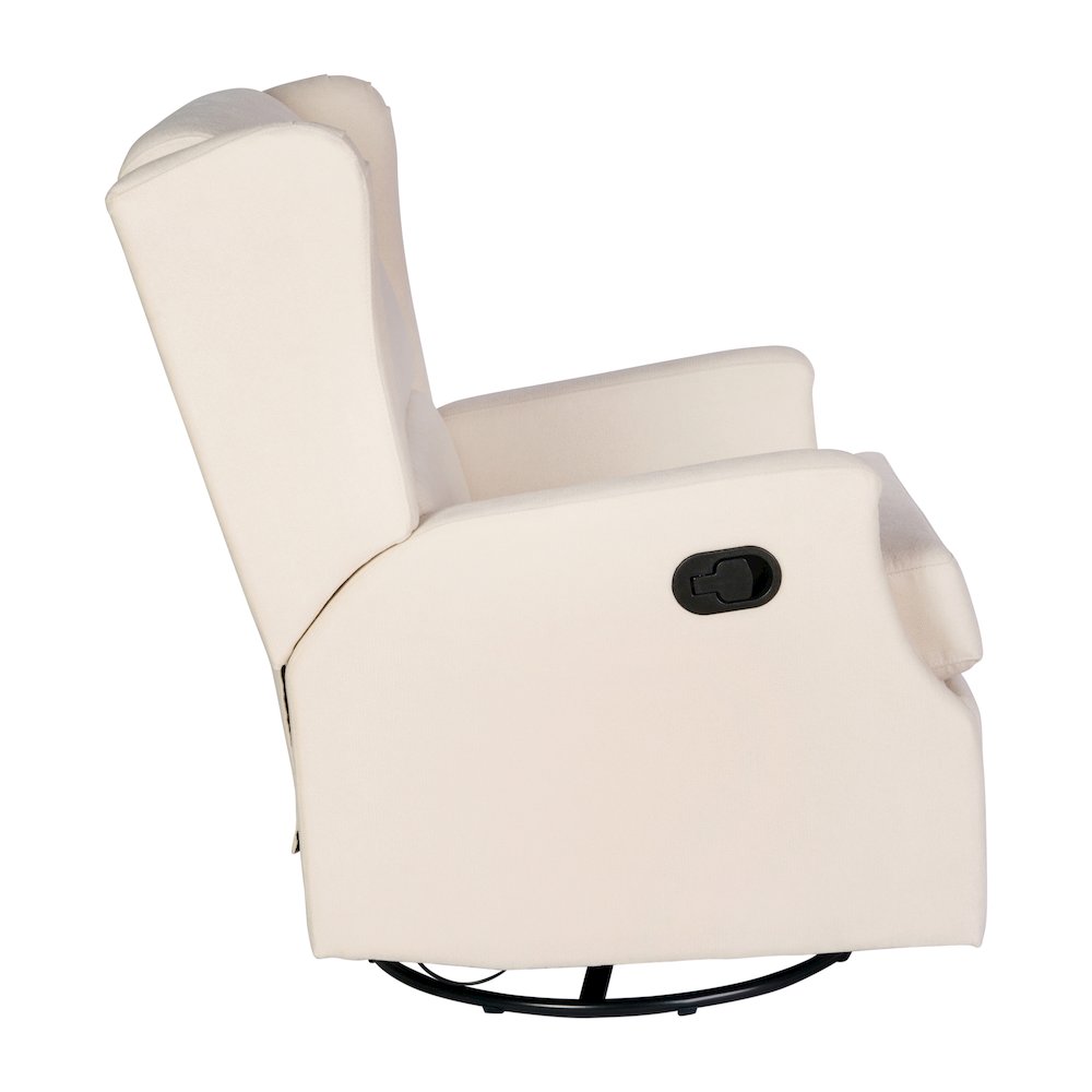 Wingback Manual Reclining Glider Swivel Chair, Cream. Picture 10