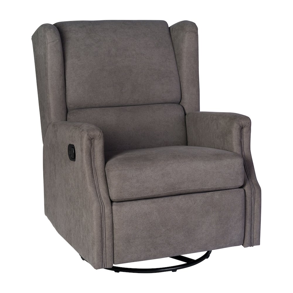 Wingback Manual Reclining Glider Swivel Chair, Dark Gray. Picture 1