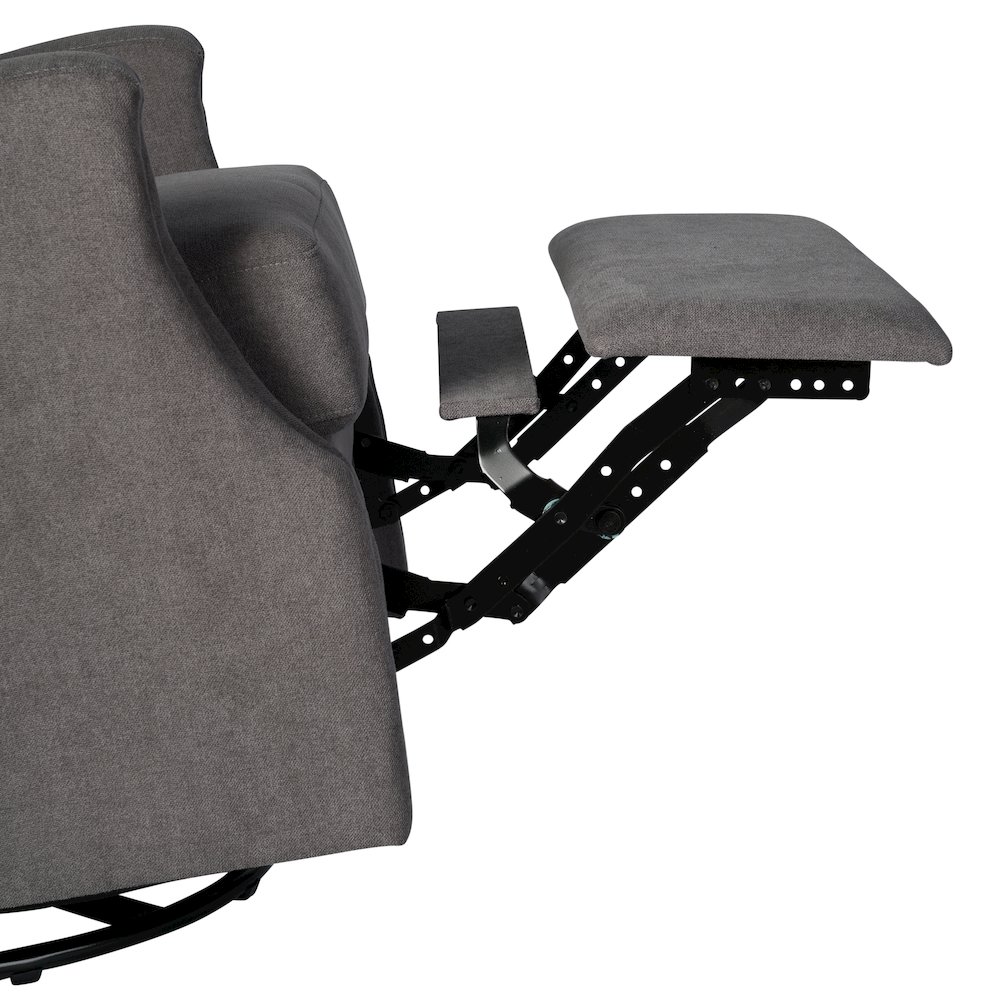 Wingback Manual Reclining Glider Swivel Chair, Dark Gray. Picture 12