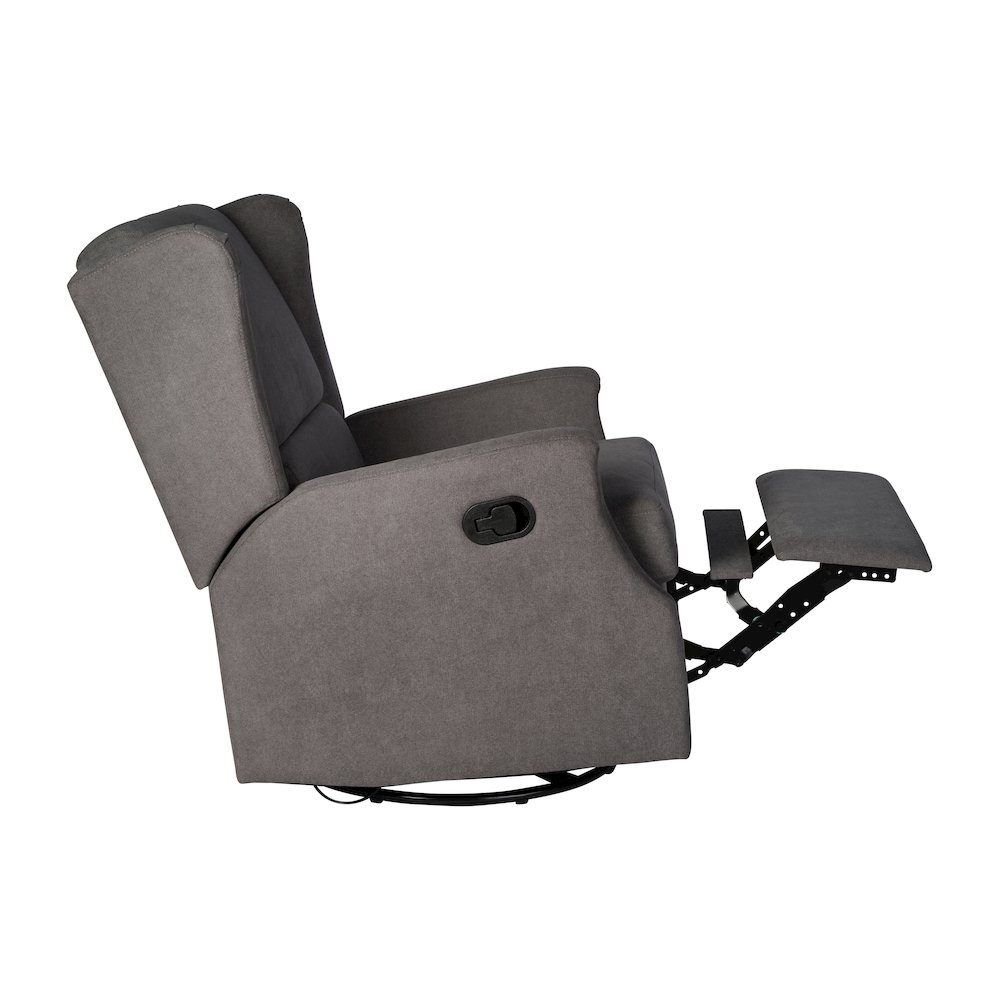 Wingback Manual Reclining Glider Swivel Chair, Dark Gray. Picture 13