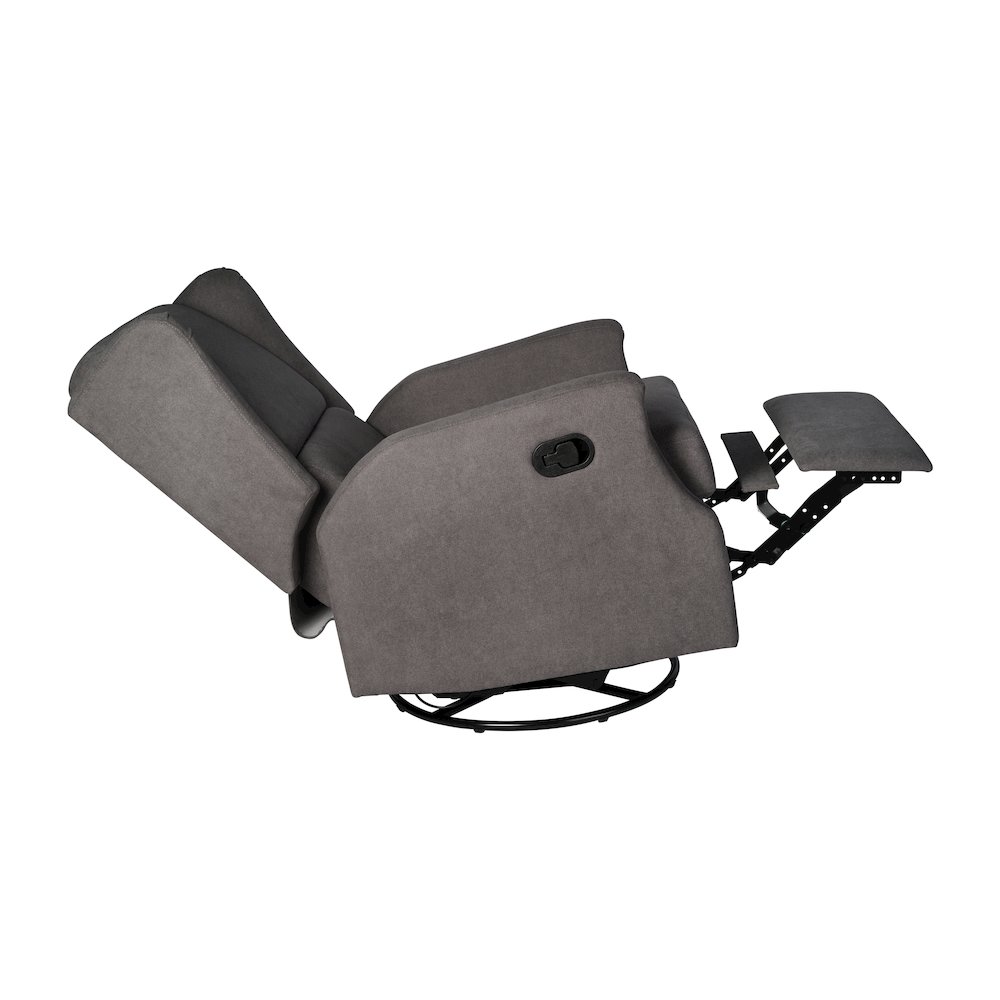 Wingback Manual Reclining Glider Swivel Chair, Dark Gray. Picture 14