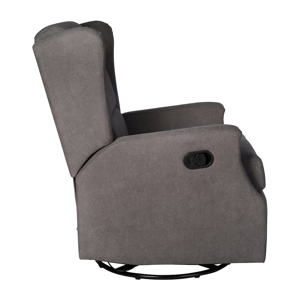 Wingback Manual Reclining Glider Swivel Chair, Dark Gray. Picture 10