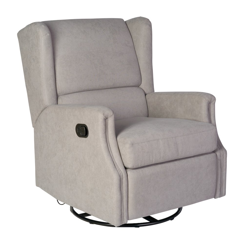 Wingback Manual Reclining Glider Swivel Chair, Light Gray. Picture 1