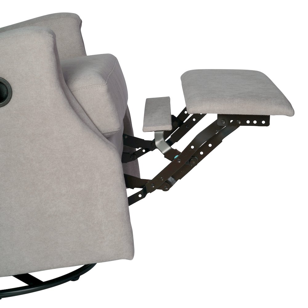 Wingback Manual Reclining Glider Swivel Chair, Light Gray. Picture 12